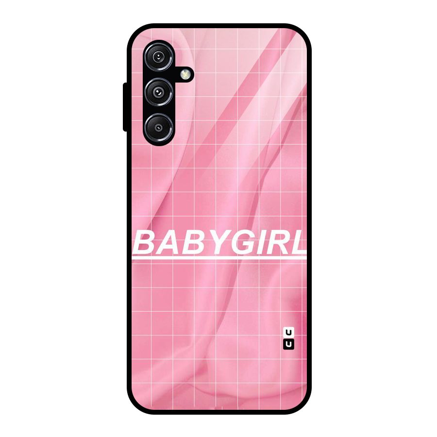 Baby Girl Check Glass Back Case for Galaxy M34 5G