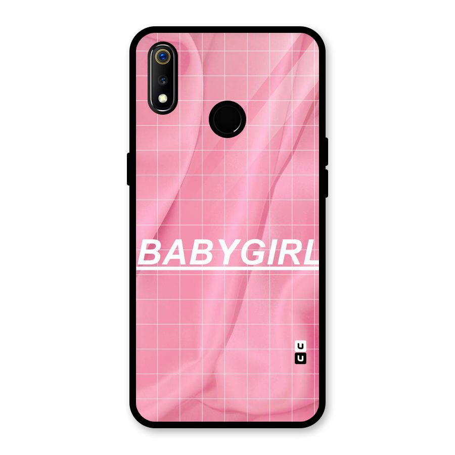 Baby Girl Check Glass Back Case for Realme 3i