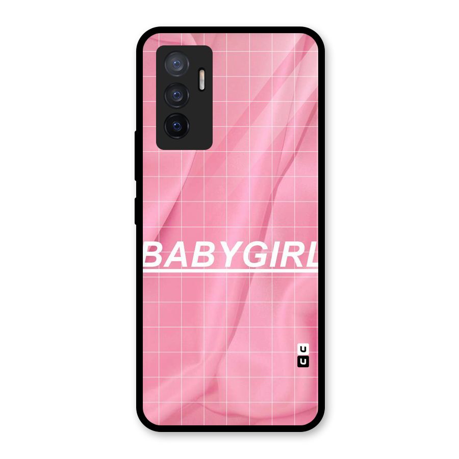 Baby Girl Check Glass Back Case for Vivo V23e
