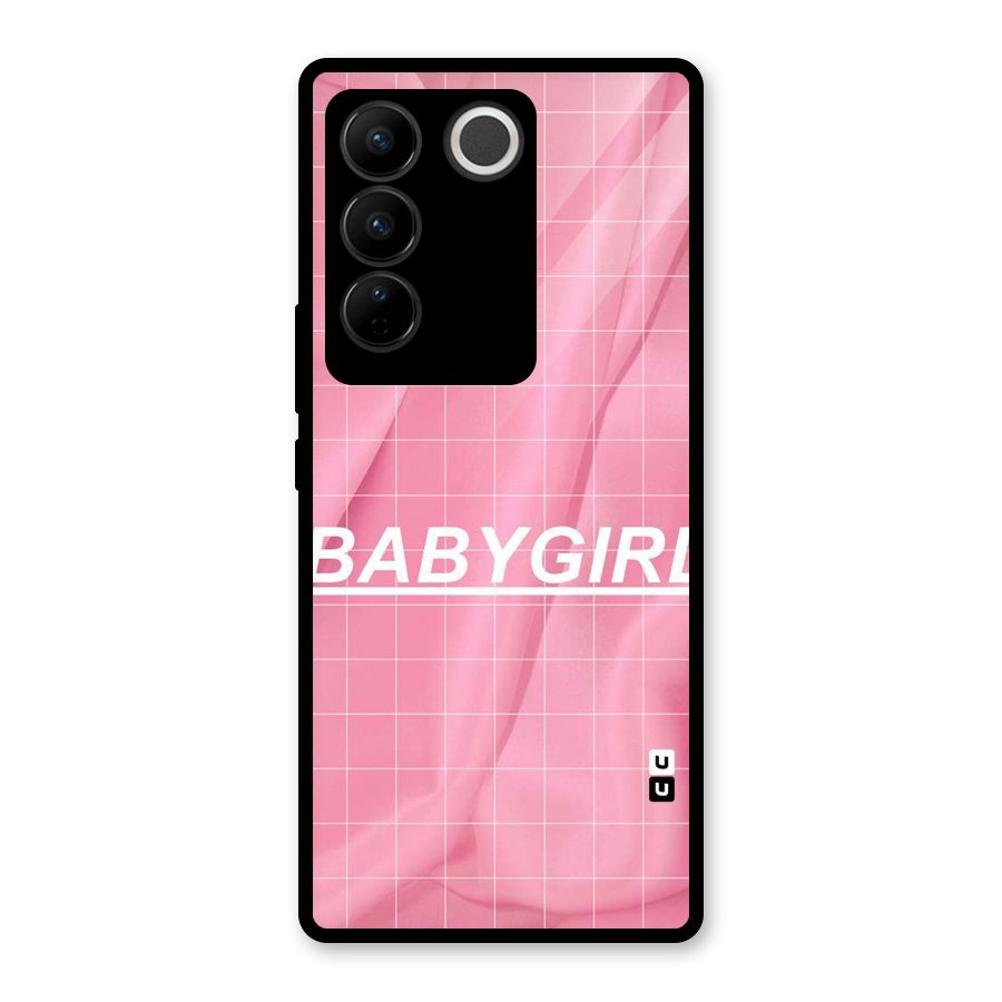 Baby Girl Check Glass Back Case for Vivo V27