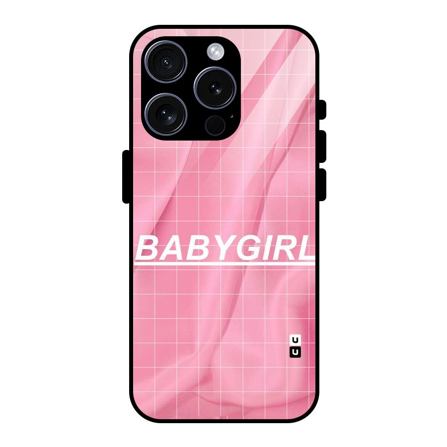 Baby Girl Check Glass Back Case for iPhone 15 Pro