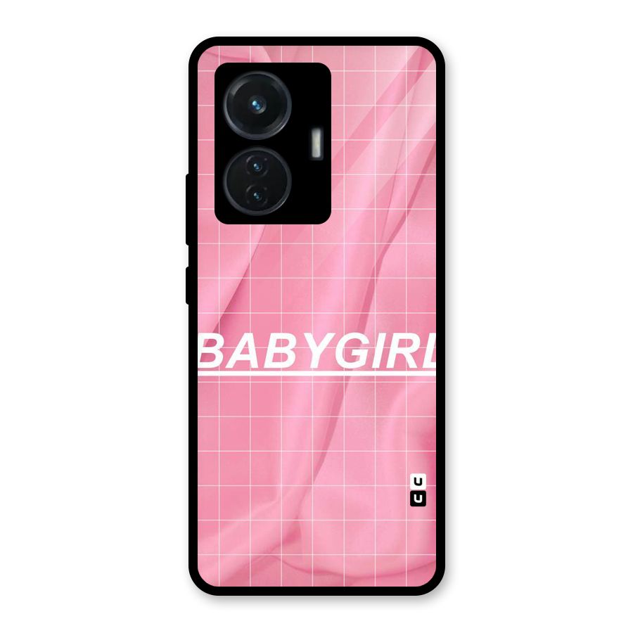Baby Girl Check Glass Back Case for iQOO Z6 44W