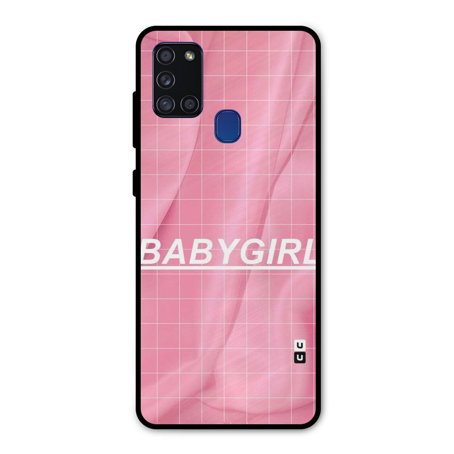 Baby Girl Check Metal Back Case for Galaxy A21s