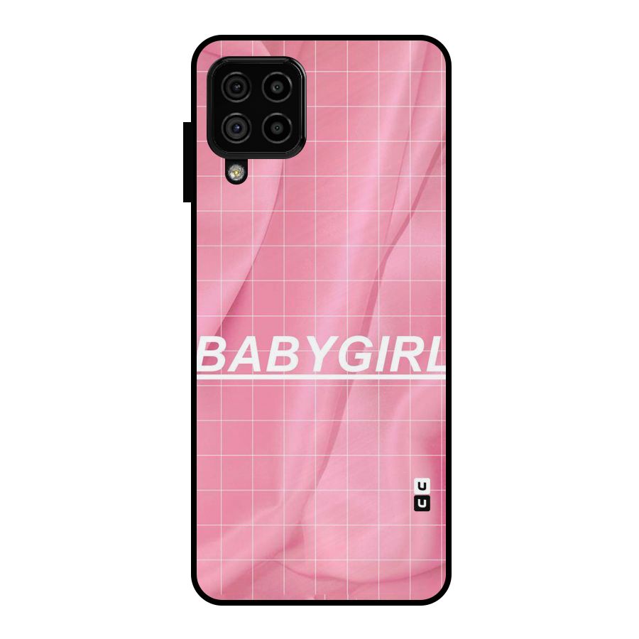 Baby Girl Check Metal Back Case for Galaxy A22 4G