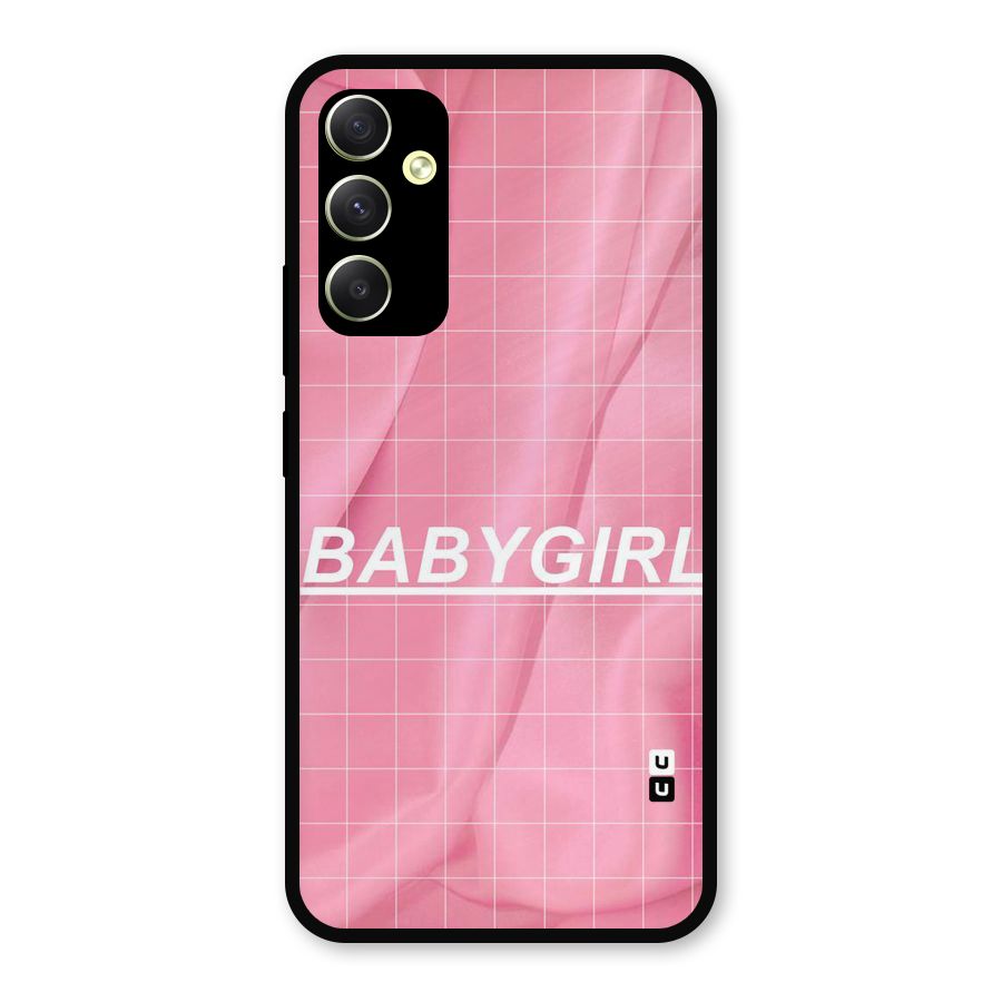Baby Girl Check Metal Back Case for Galaxy A34