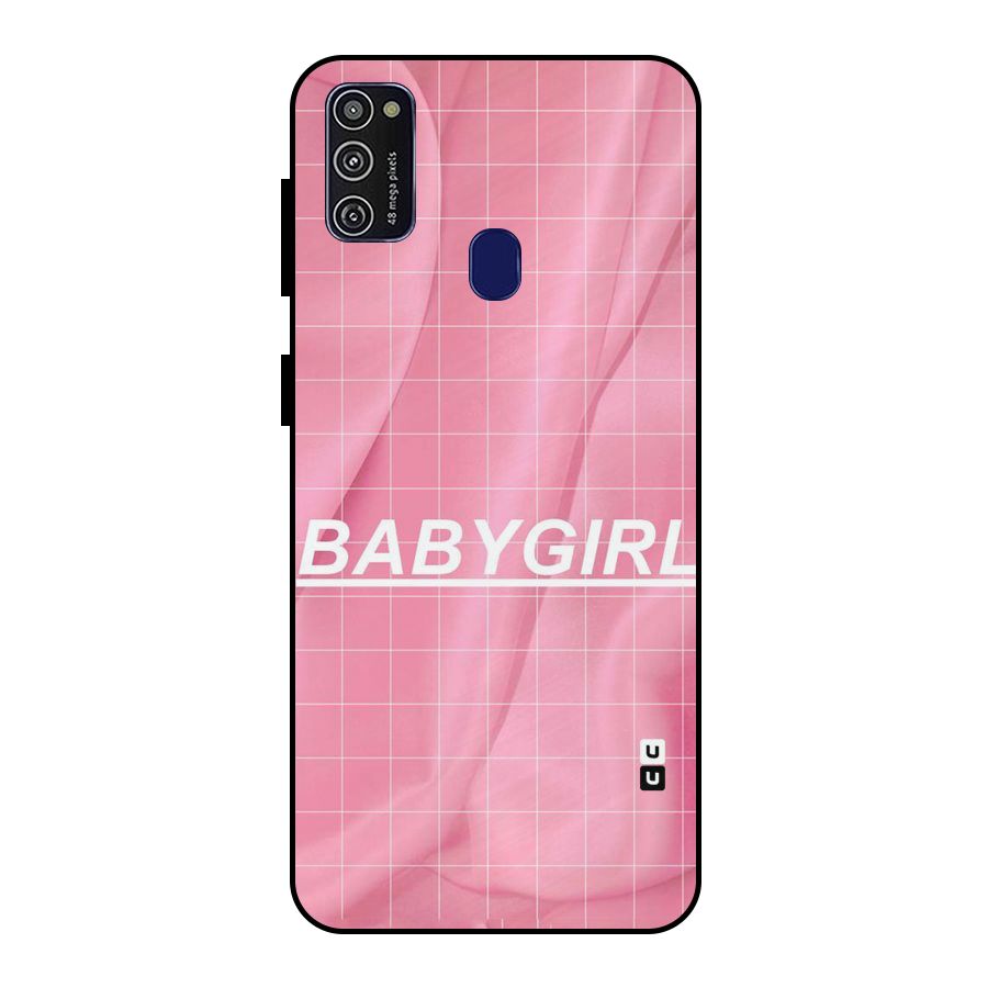 Baby Girl Check Metal Back Case for Galaxy M30s