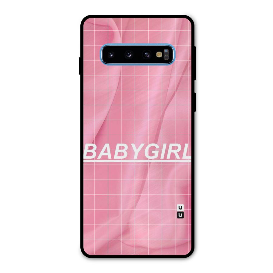 Baby Girl Check Metal Back Case for Galaxy S10