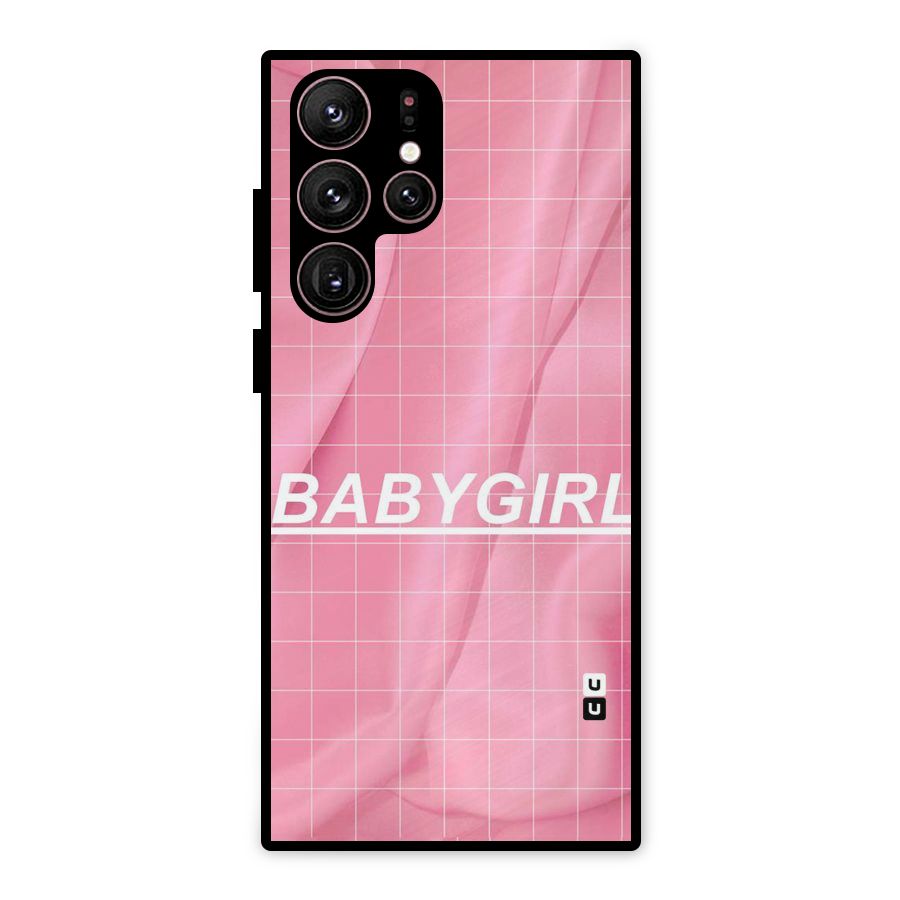 Baby Girl Check Metal Back Case for Galaxy S22 Ultra 5G