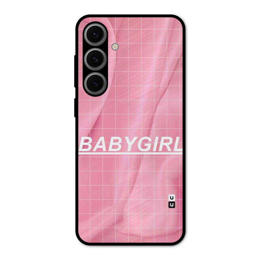 Baby Girl Check Metal Back Case for Galaxy S24 FE