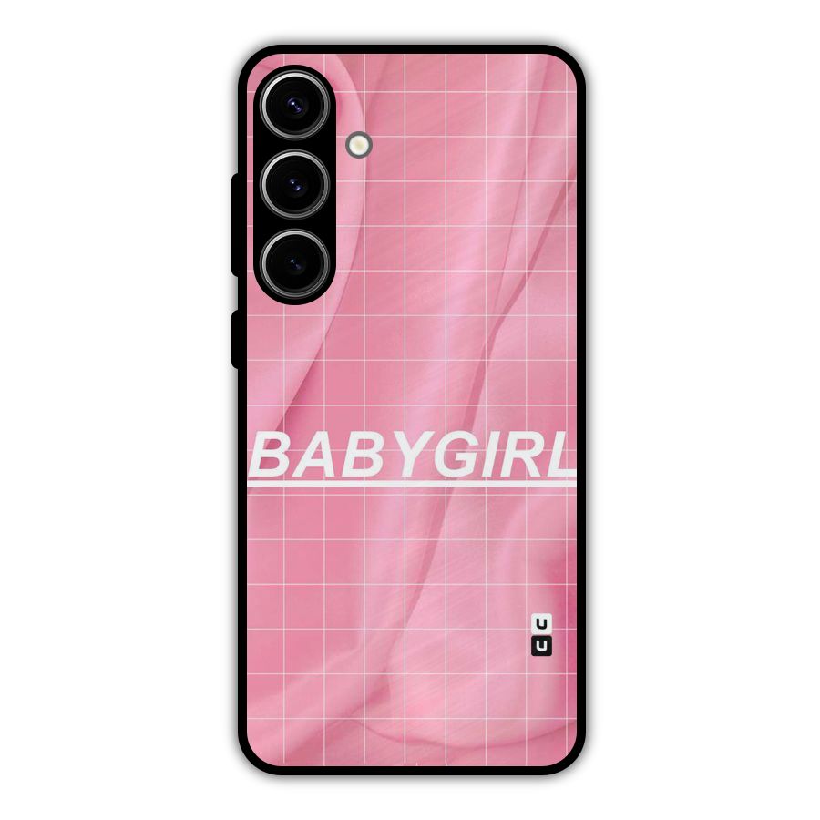 Baby Girl Check Metal Back Case for Galaxy S24 Plus