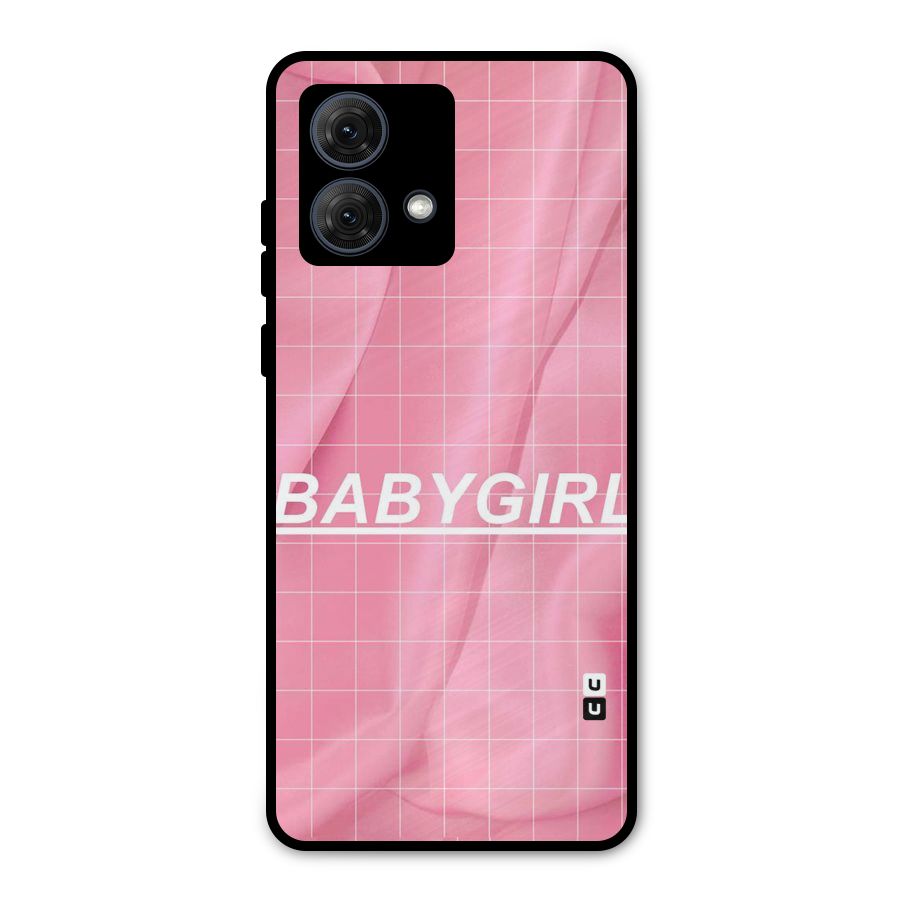 Baby Girl Check Metal Back Case for Moto G84
