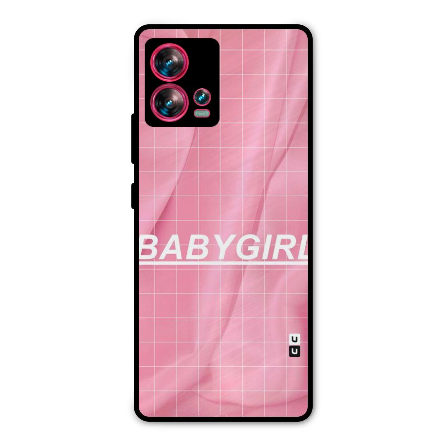 Baby Girl Check Metal Back Case for Motorola Edge 30 Fusion