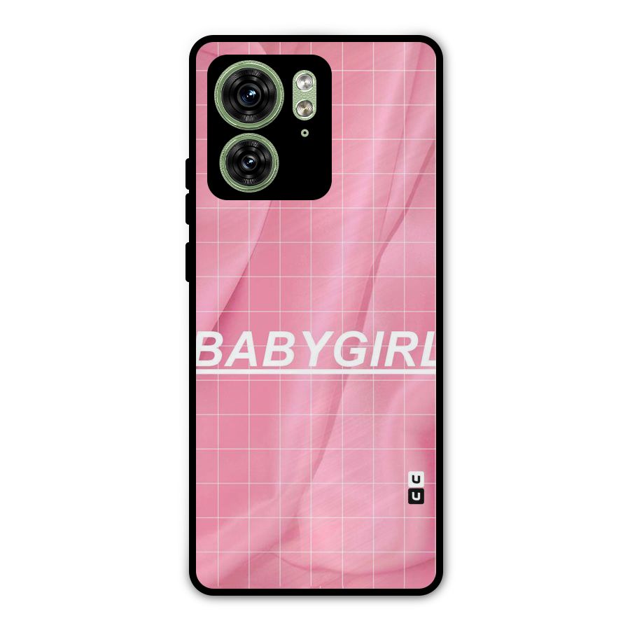 Baby Girl Check Metal Back Case for Motorola Edge 40 5G