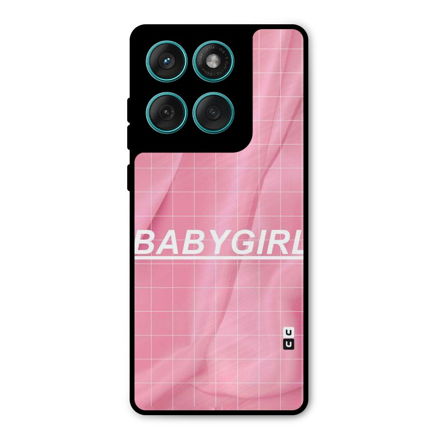 Baby Girl Check Metal Back Case for Motorola Edge 60 Fusion