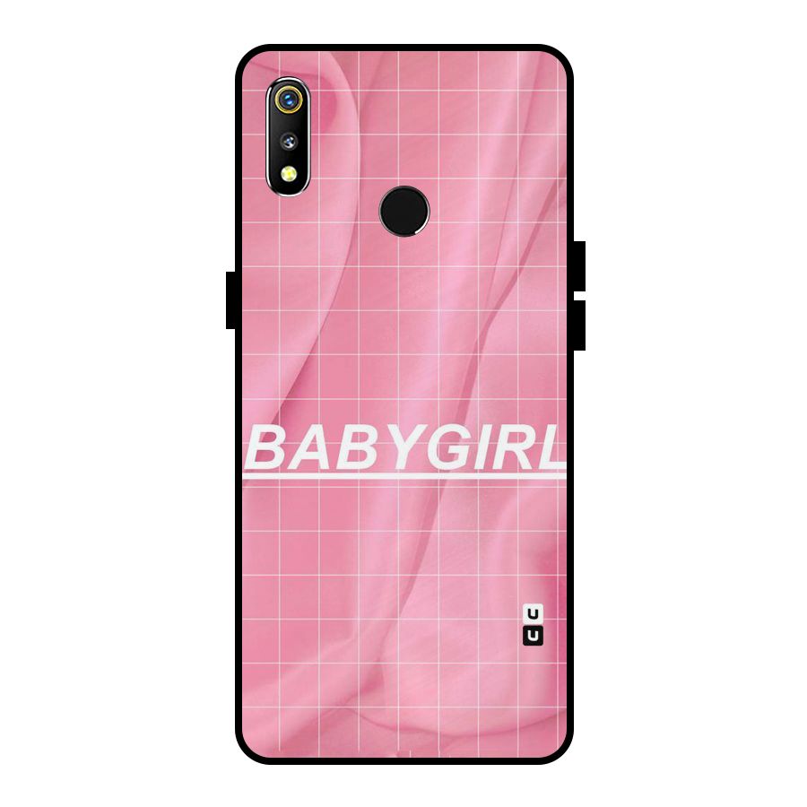 Baby Girl Check Metal Back Case for Realme 3i