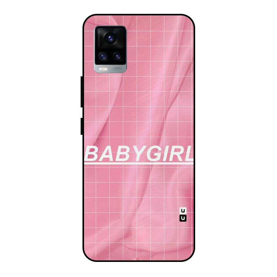 Baby Girl Check Metal Back Case for Vivo V20 2021