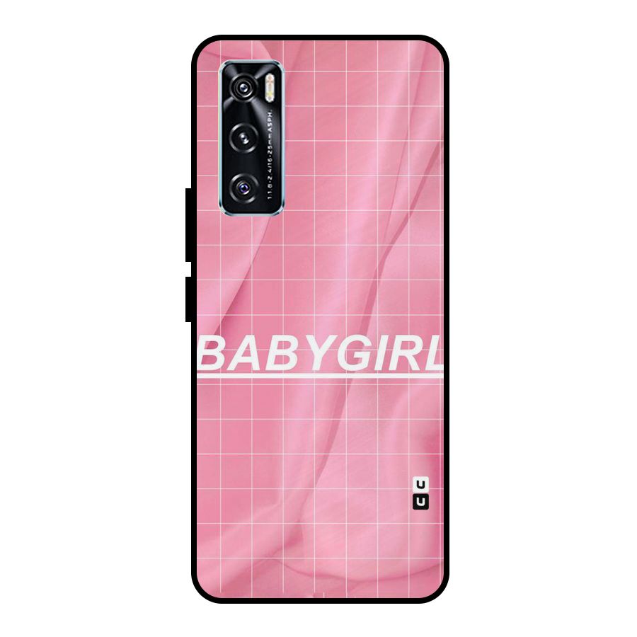 Baby Girl Check Metal Back Case for Vivo V20 SE