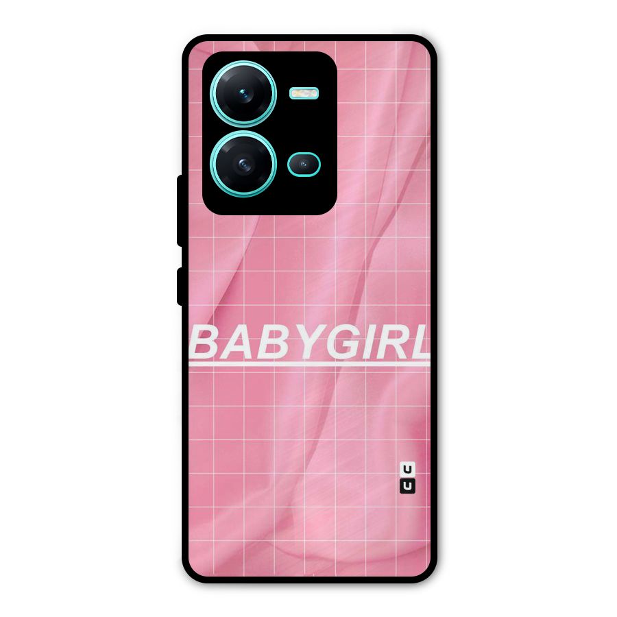 Baby Girl Check Metal Back Case for Vivo V25