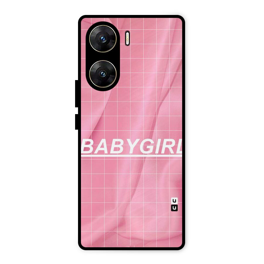 Baby Girl Check Metal Back Case for Vivo V29e