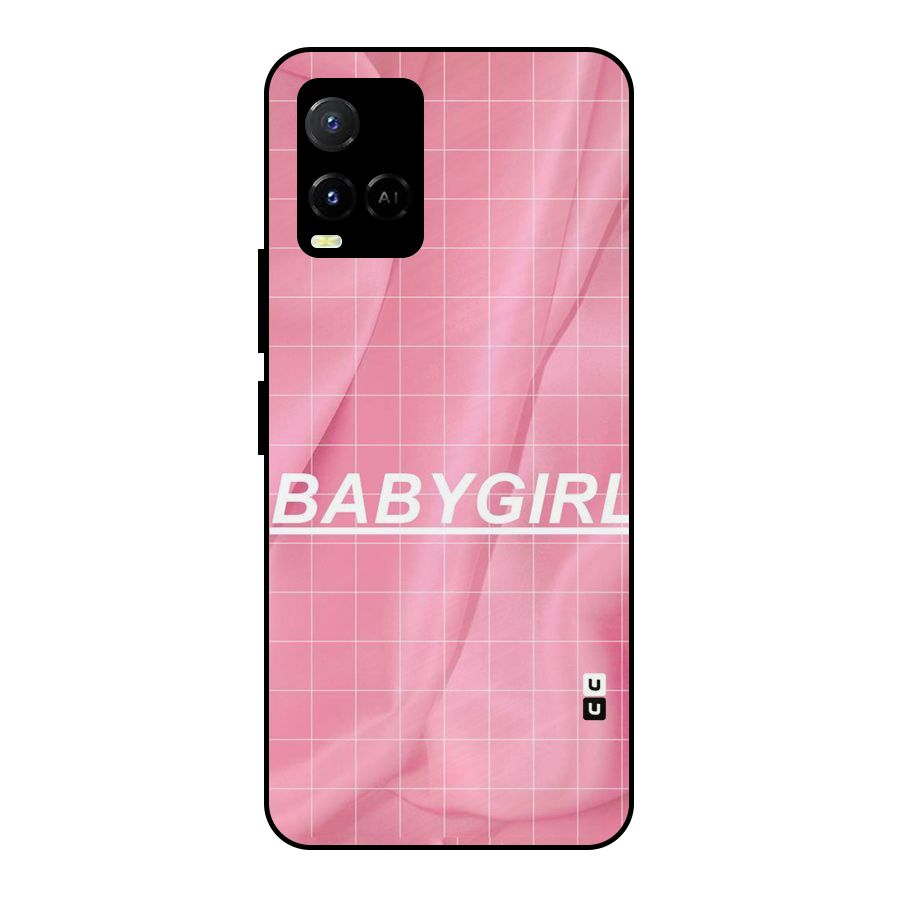 Baby Girl Check Metal Back Case for Vivo Y21G