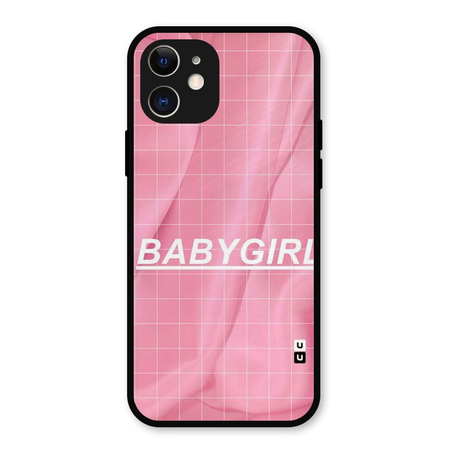Baby Girl Check Metal Back Case for iPhone 12