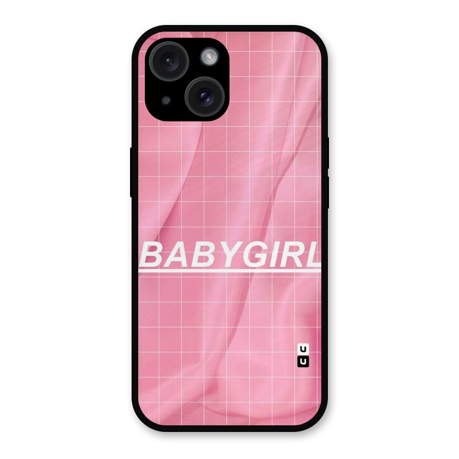 Baby Girl Check Metal Back Case for iPhone 15