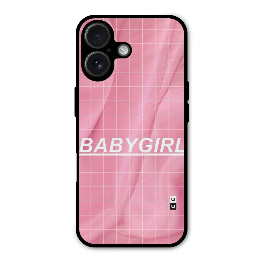 Baby Girl Check Metal Back Case for iPhone 16