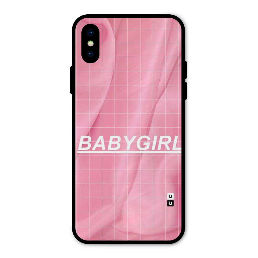 Baby Girl Check Metal Back Case for iPhone X