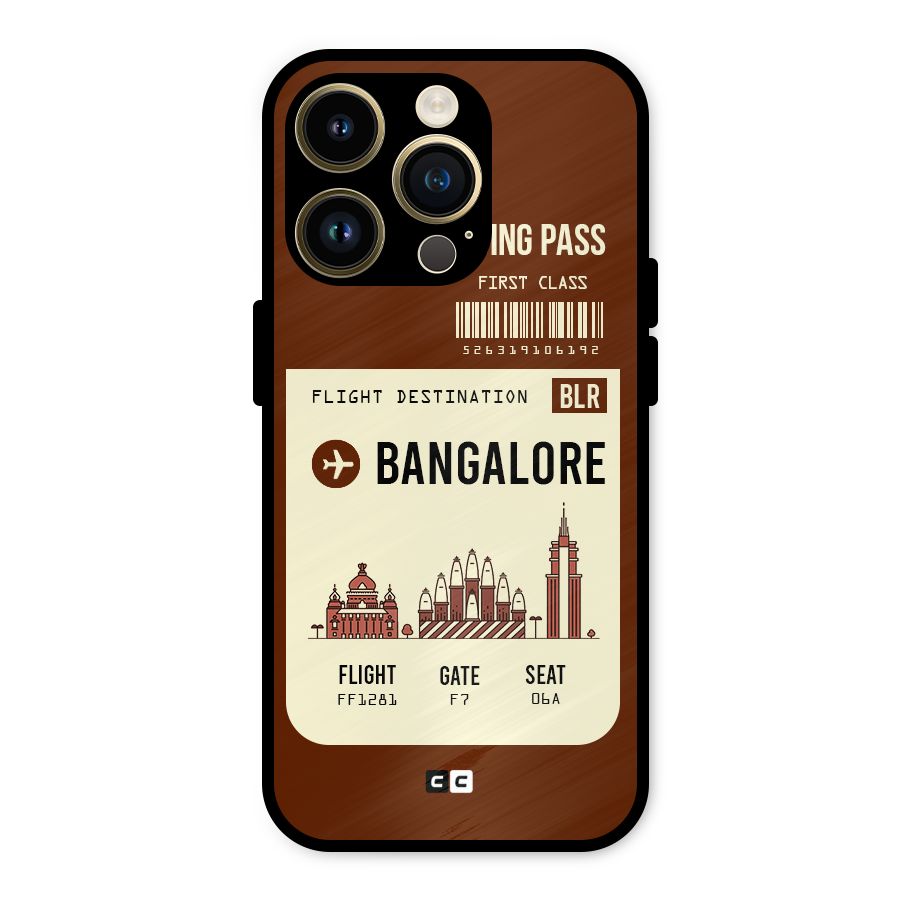 Bangalore Boarding Pass Metal Back Case for iPhone 14 Pro