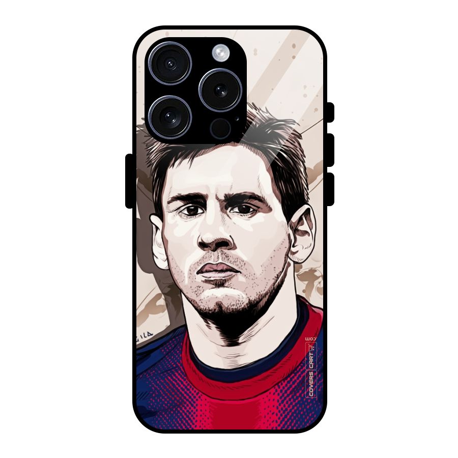 Barca King Messi Glass Back Case for iPhone 15 Pro