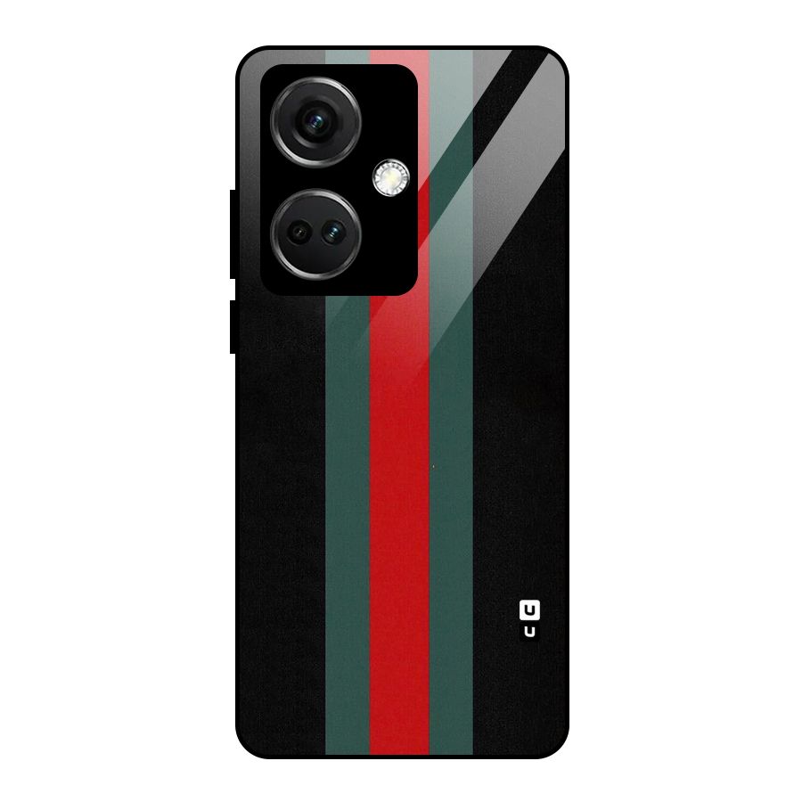 Basic Colored Stripes Glass Back Case for OnePlus Nord CE 3 5G