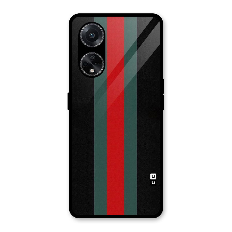 Basic Colored Stripes Glass Back Case for Oppo F23