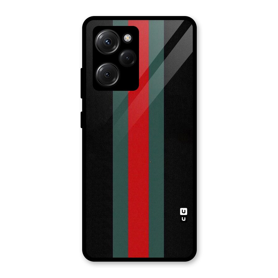 Basic Colored Stripes Glass Back Case for Poco X5 Pro