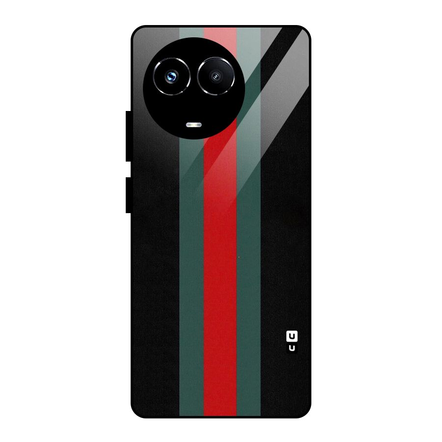 Basic Colored Stripes Glass Back Case for Realme 11X