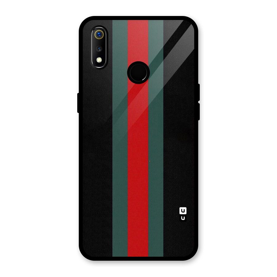 Basic Colored Stripes Glass Back Case for Realme 3i