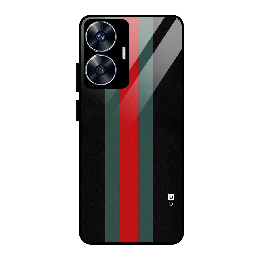 Basic Colored Stripes Glass Back Case for Realme Narzo N55