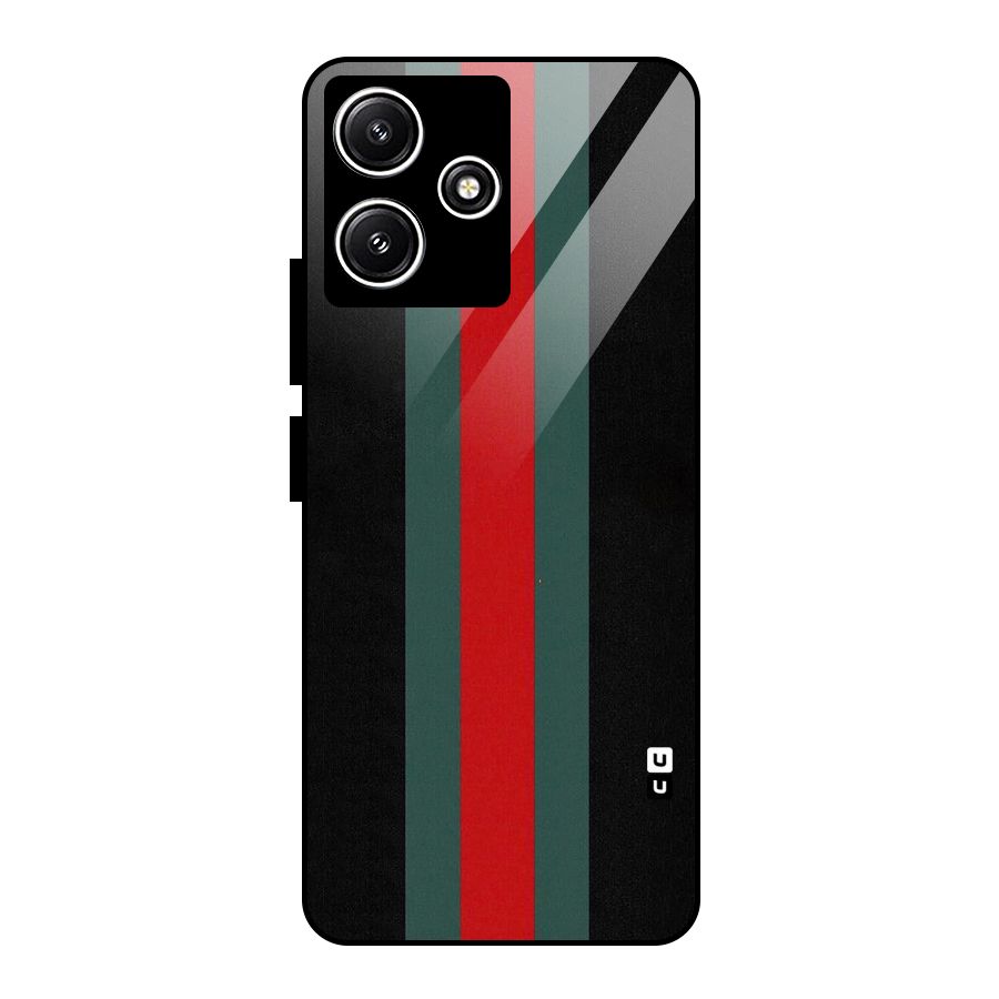 Basic Colored Stripes Glass Back Case for Redmi 12 5G