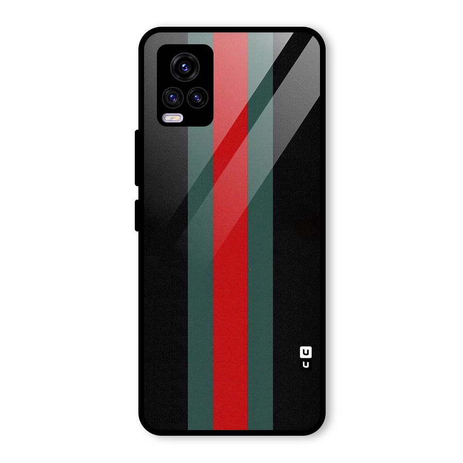 Basic Colored Stripes Glass Back Case for Vivo V20 2021