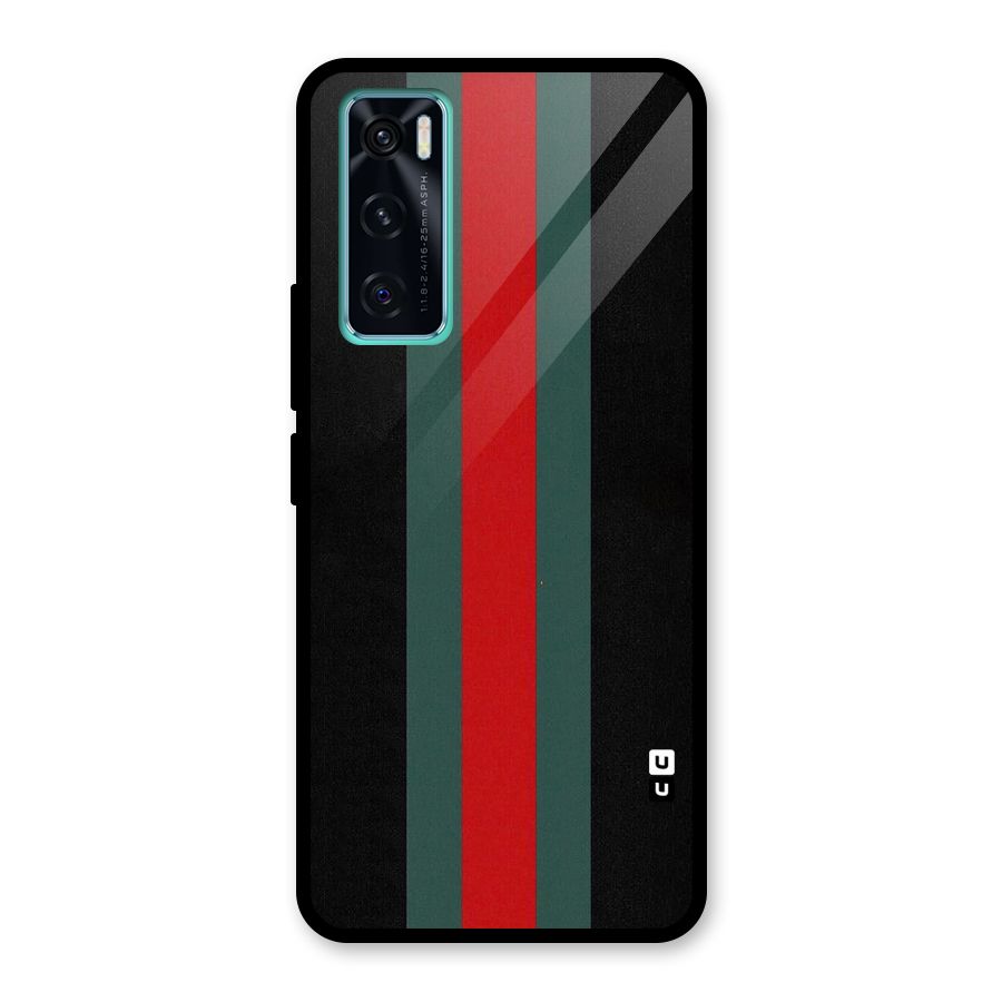 Basic Colored Stripes Glass Back Case for Vivo V20 SE