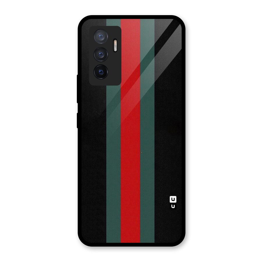 Basic Colored Stripes Glass Back Case for Vivo V23e