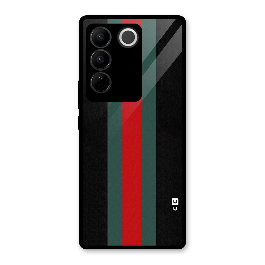 Basic Colored Stripes Glass Back Case for Vivo V27