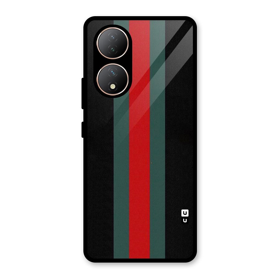 Basic Colored Stripes Glass Back Case for Vivo Y100A