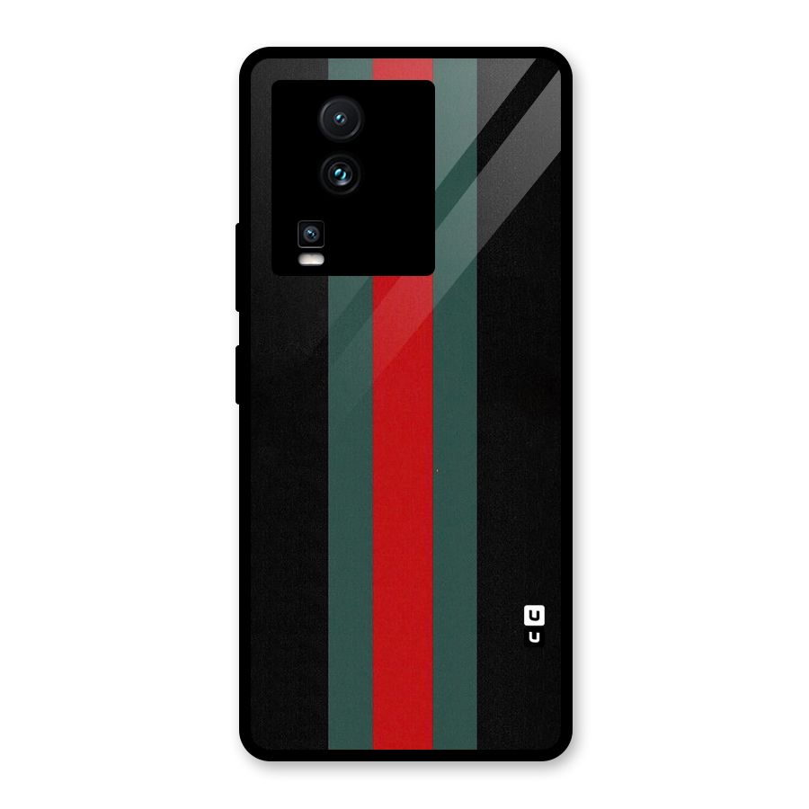 Basic Colored Stripes Glass Back Case for Vivo iQOO Neo 7
