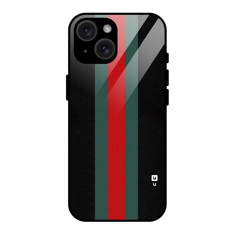 Basic Colored Stripes Glass Back Case for iPhone 15