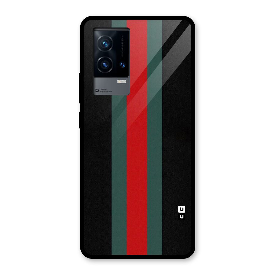 Basic Colored Stripes Glass Back Case for iQOO 9 5G