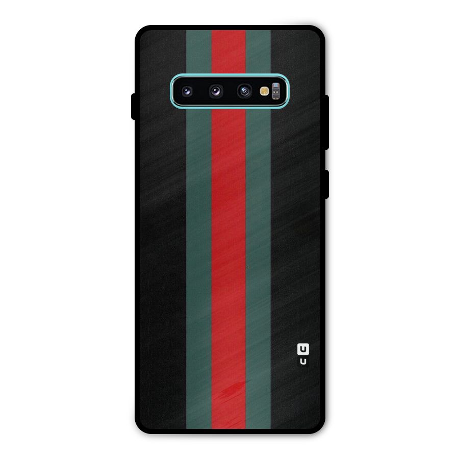 Basic Colored Stripes Metal Back Case for Galaxy S10 Plus