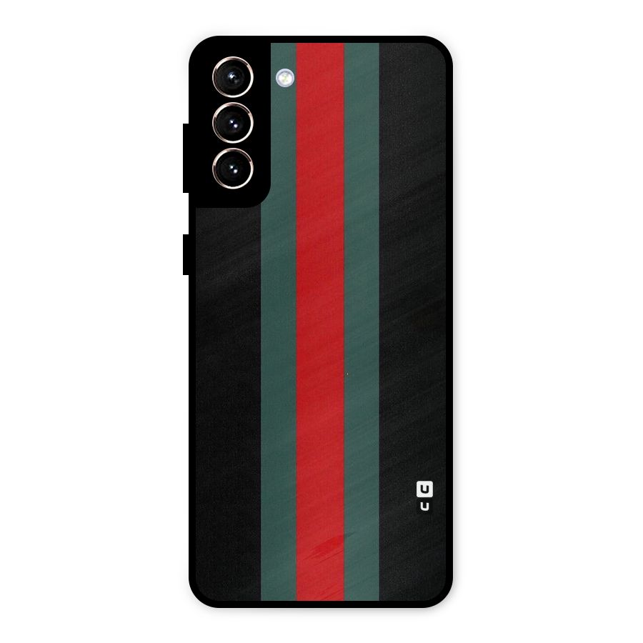 Basic Colored Stripes Metal Back Case for Galaxy S21 Plus