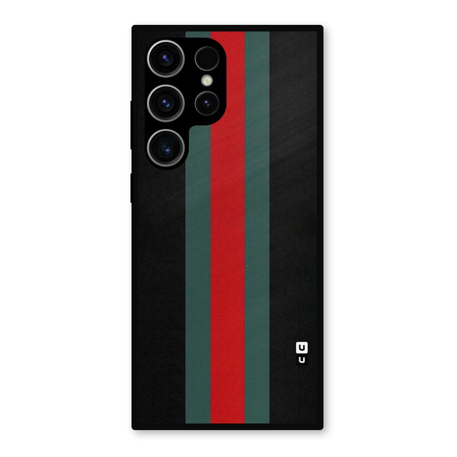 Basic Colored Stripes Metal Back Case for Galaxy S23 Ultra