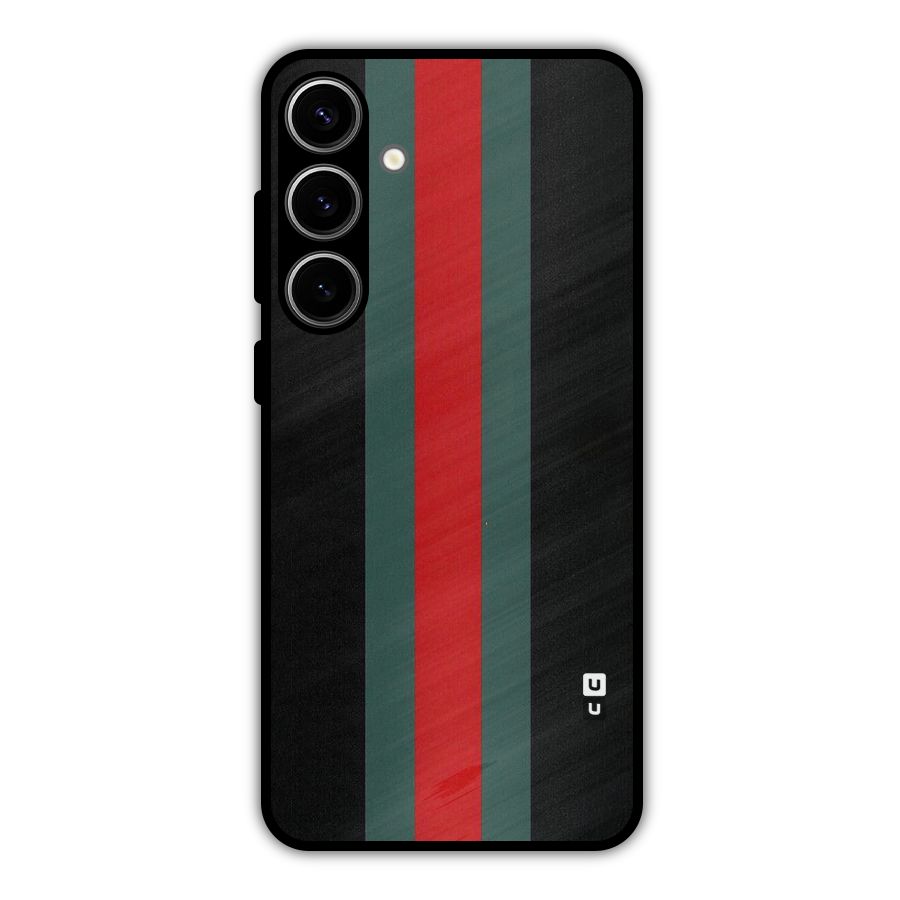 Basic Colored Stripes Metal Back Case for Galaxy S24 Plus