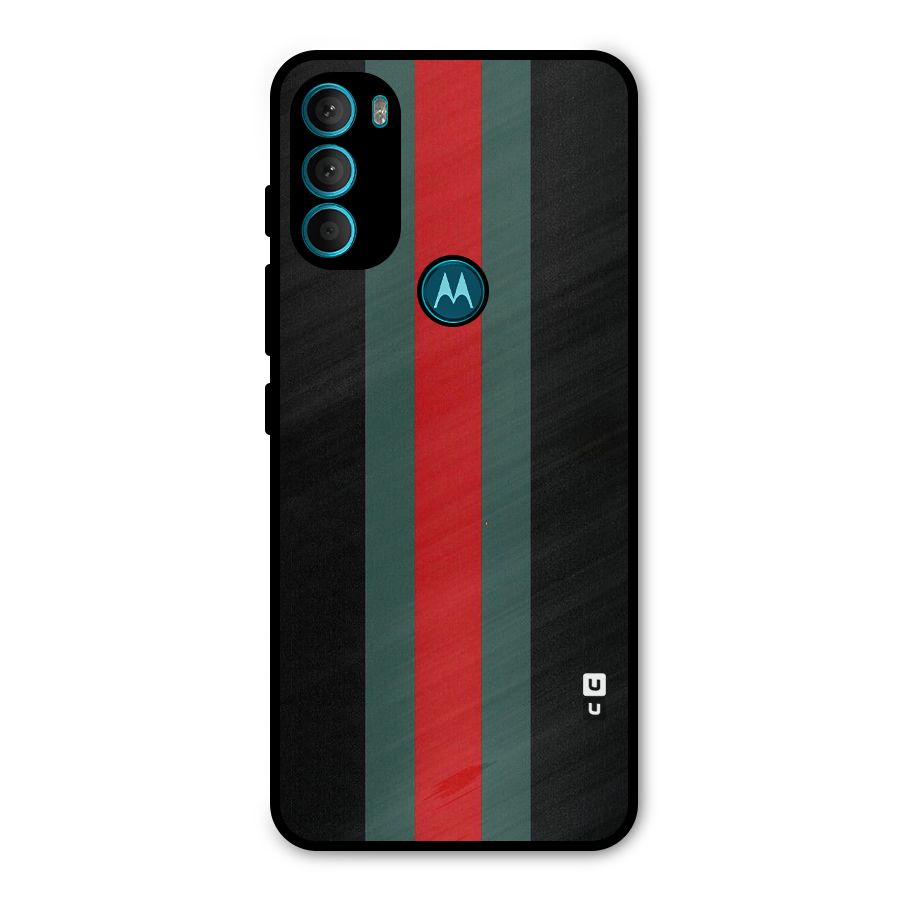 Basic Colored Stripes Metal Back Case for Moto G71 5G